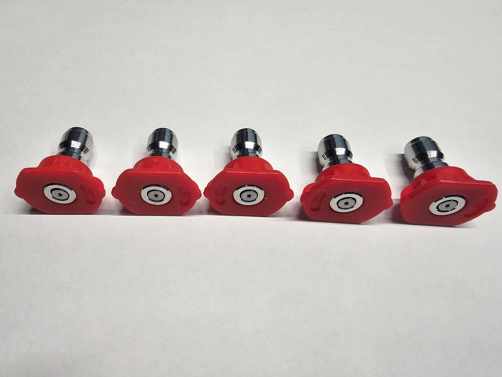 Red Pressure Washing Quick Connect 1/4" Tips 8 GPM 5000 PSI Colored 5 PACK Red