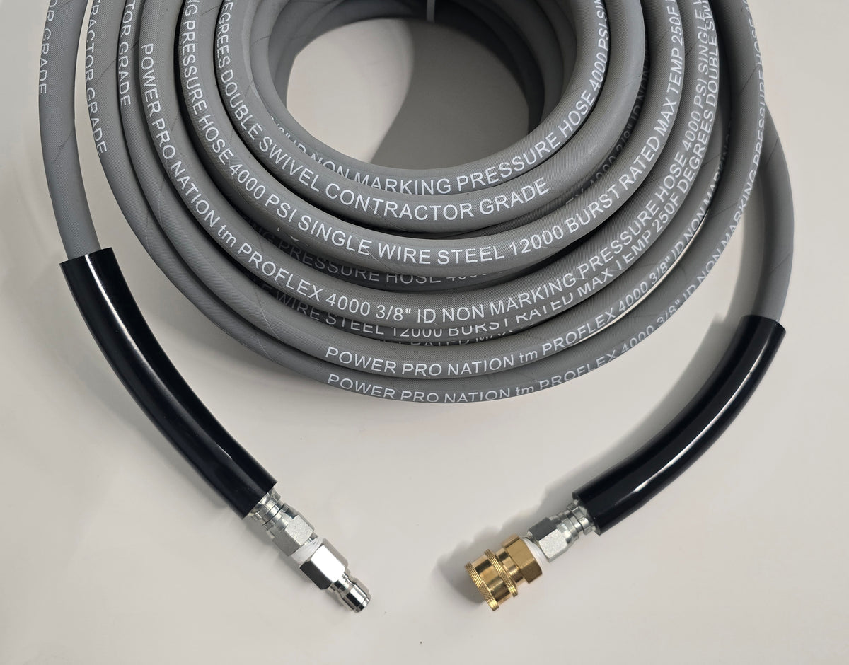 3/8 Non-Marking Pressure Hose with Quick Connects 100 FT