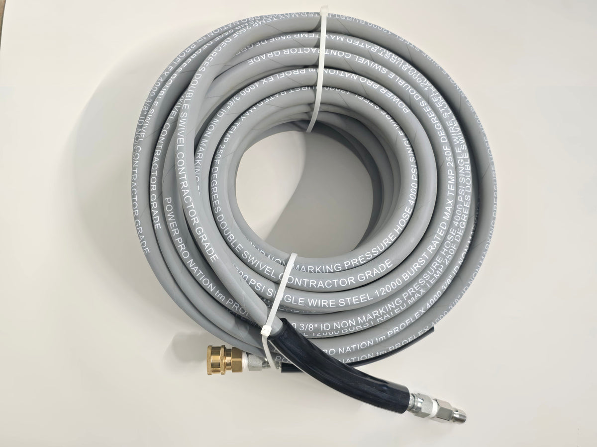 3/8 Non-Marking Pressure Hose with Quick Connects 100 FT