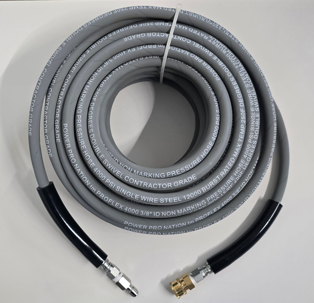 3/8 Non-Marking Pressure Hose with Quick Connects 100 FT