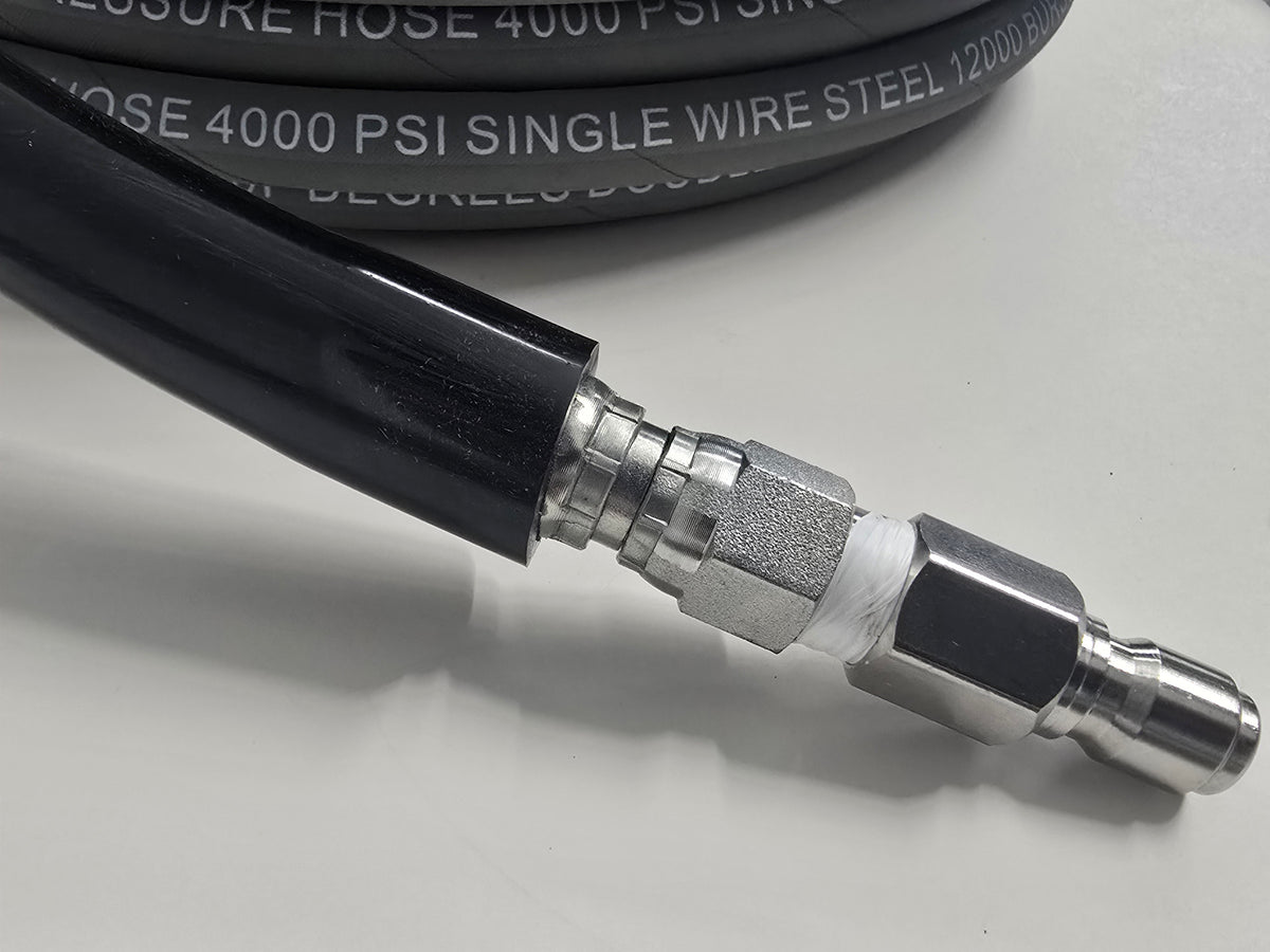 3/8 Non-Marking Pressure Hose with Quick Connects 100 FT