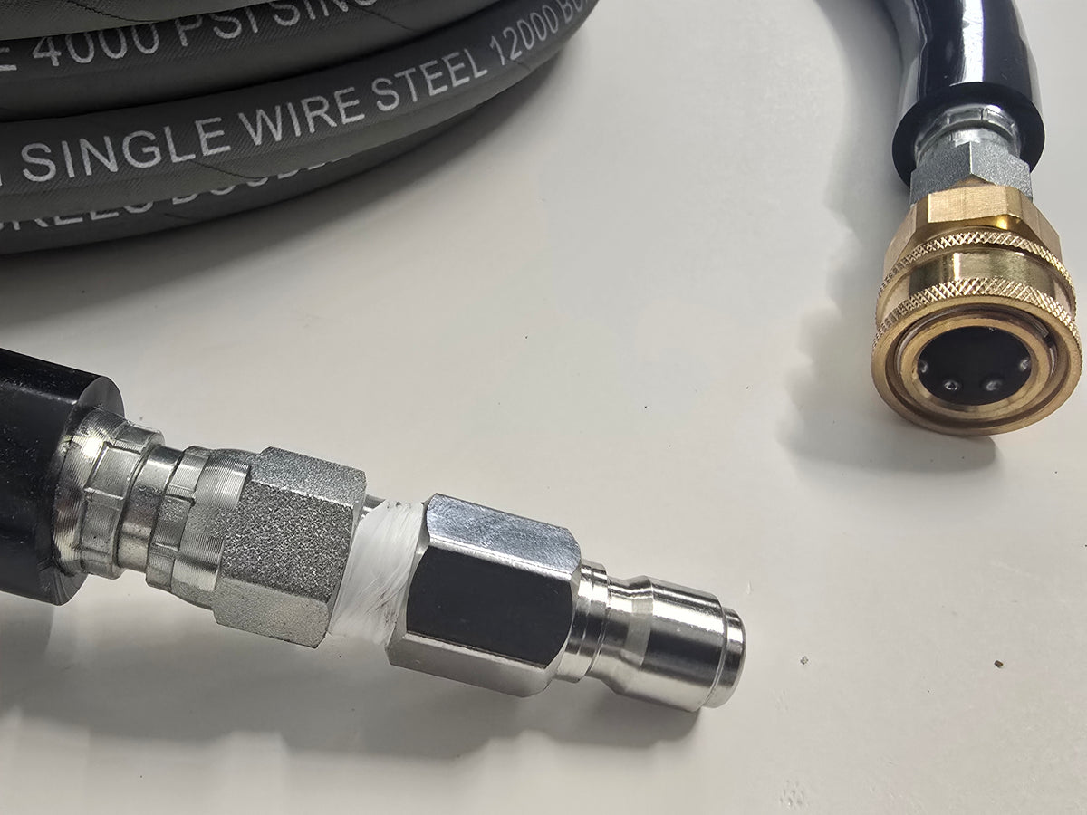 3/8 Non-Marking Pressure Hose with Quick Connects 100 FT